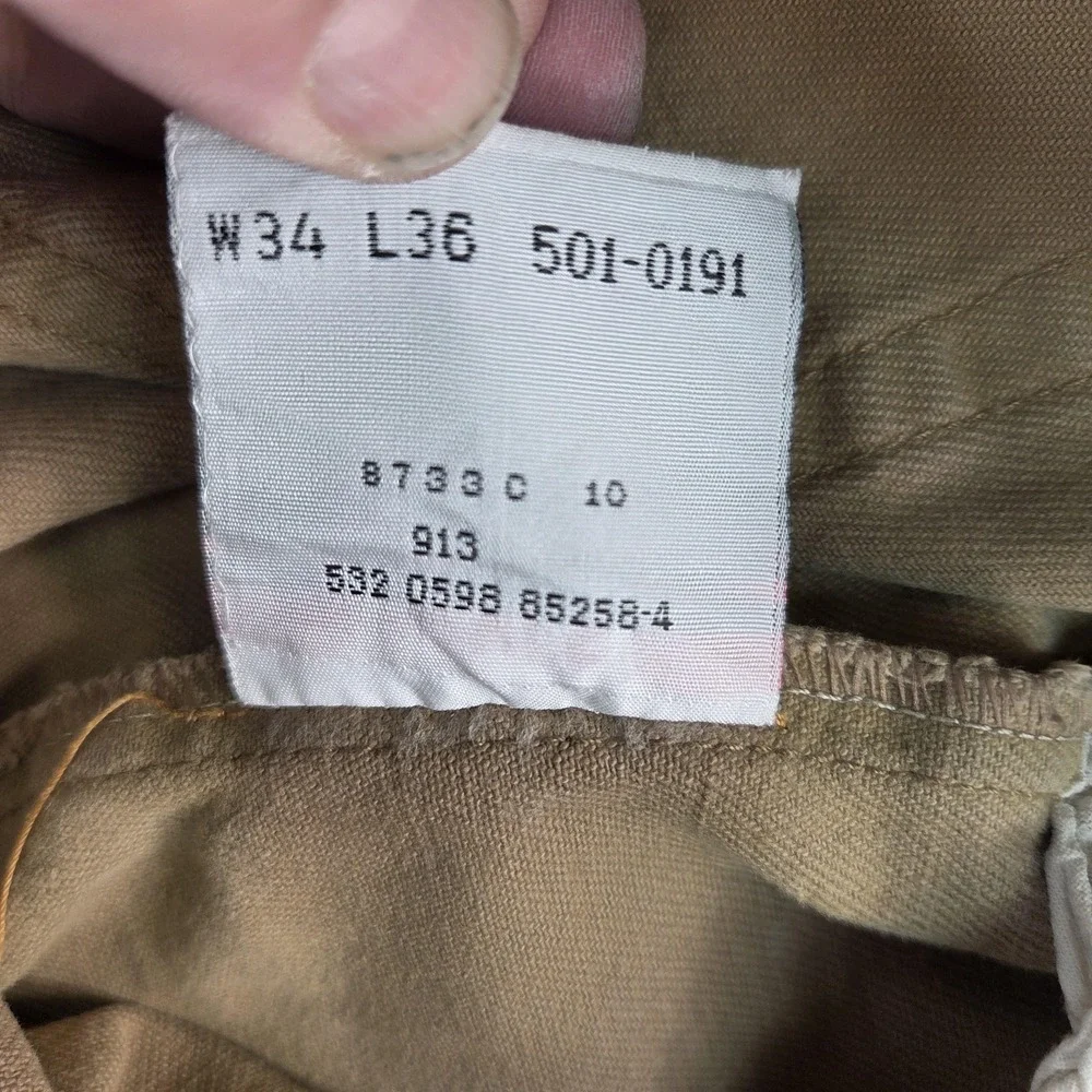 Vintage Levis 501‎ Jeans Mens 34x36 (Fits 29x27) Tan Made in USA Y2K Stains